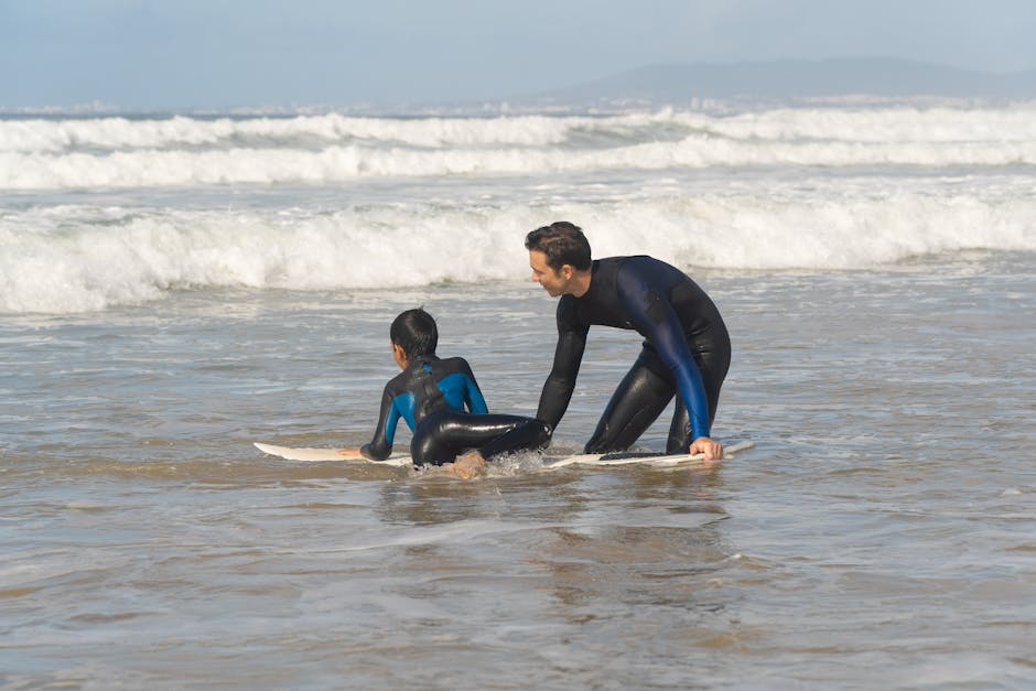 Aprendiendo a surfear en la orilla